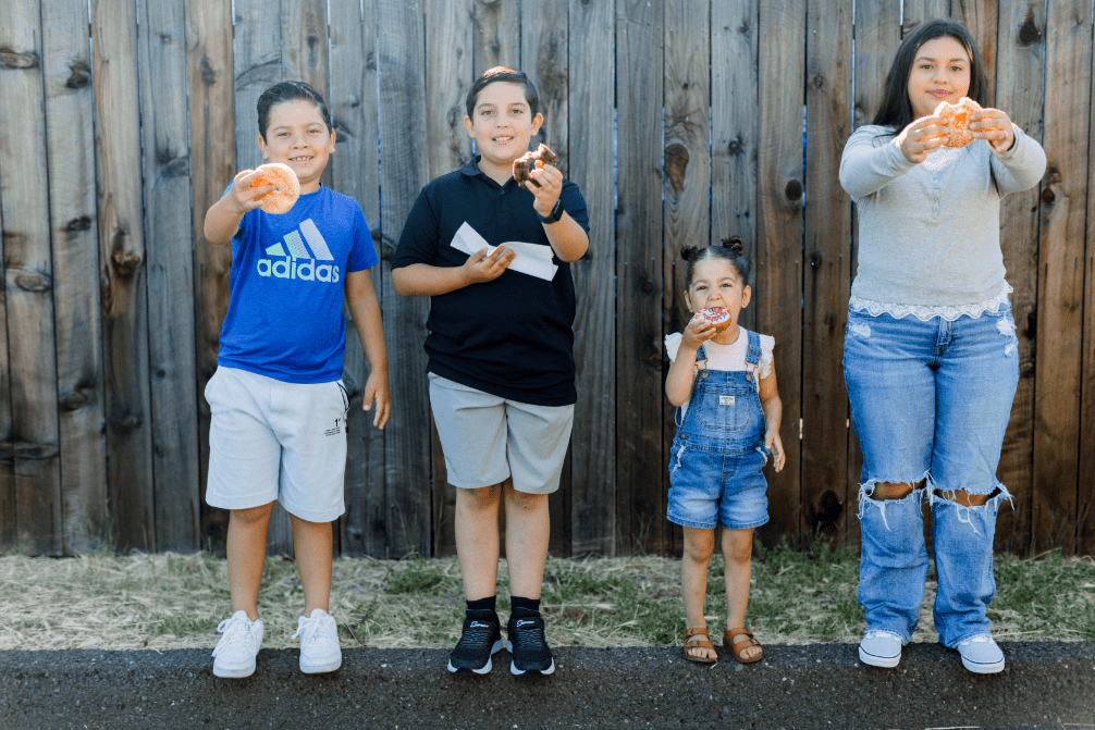 family smiling and having fun